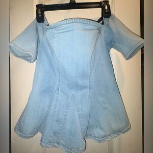 Light Wash Off-Shoulder Denim Top